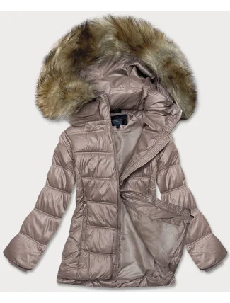 Dámská prošívaná bunda v barvě cappucciono pro přechodné období (H-205) Dámská prošívaná bunda v barvě cappucciono pro přechodné období (H-205)