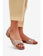 Dámské Kožené Sandály Na Ploché Podpatky Maciejka 06947-25 Zlaté