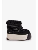Kožené Dámské Sněhule Na Silné Podešvi S Kožešinou Big Star Černé