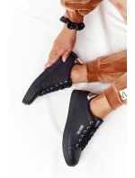 Dámské Kožené Tenisky BIG STAR DD274586 Černé-Stříbrné