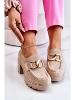 Elegantní boty se zlatým zdobením Světle béžová Harmell