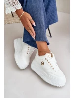 Tenisky Sportovní Boty Dámské Zateplené Na Masivní Podešvi Bílé Ardiela