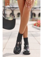 Lakované Boty Se Ponožkou A Přezkou Černé MR880-076