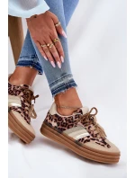 Dámské Tenisky Na Platformě S Dvojitým Šněrováním Leopardí Béžové Niteria