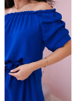 Španělské šaty zavazované v pase chrpově modrá