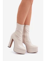 Boty Na Vysokém Podpatku A Platformě Světle Béžové Tennira