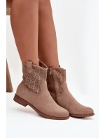 Dámské kotníkové boty na ploché podrážce s perforovaným vzorem S.Барски HY52-530 béžové Dámské kotníkové boty na ploché podrážce s perforovaným vzorem S.Барски HY52-530 béžové