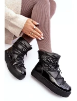Dámské boty do sněhu na platformě se šněrováním v černém Fleure