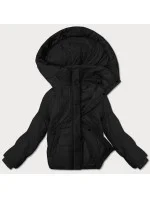 Černá krátká dámská bunda s kapucí J Style (16M9237-392)