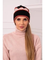 Dámská čepice Kinga K297 černá+tmavě růžová+béžová Dámská čepice Kinga K297 černá+tmavě růžová+béžová