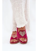 Dámské sandály s ozdobným srdcem S.Barski KV27-018 Fuchsie Dámské sandály s ozdobným srdcem S.Barski KV27-018 Fuchsie