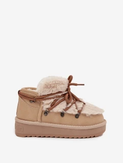 Dětské a mládežnické sněhule s kožešinou D Franklin DFSH370011 Béžové