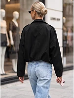 Krátká dámská přechodová látková bunda, černá, FashionStreet TY5955 Krátká dámská přechodová látková bunda, černá, FashionStreet TY5955