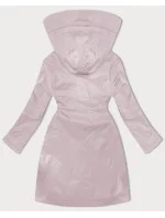 Jednoduchá dámská bunda v pudrově růžové barvě s kapucí LHD (LHD-24590)