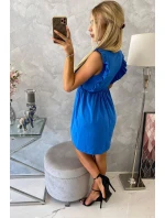 Šaty s volánky na bocích chrpově modré barvy