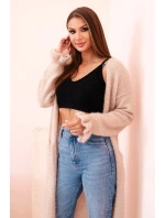 Dámský kardigan s vlnou v barevných pruzích růžový Dámský kardigan s vlnou v barevných pruzích růžový