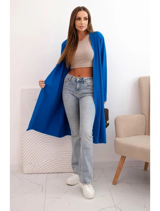 Dámská bavlněná narzutka s dlouhým rukávem chabrová