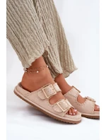 Dámské Sandály S Přezkami A Dekorativním Obšitím Béžové Visley