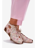 Vzorované Kožené Boty Maciejka 03426-48 Béžové
