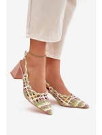 Sandály S Pletením Na Podpatku Růžové Ebina
