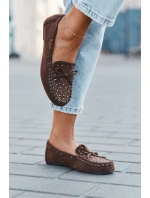 Zdobené dámské mokasíny z eko semiše hnědé Prissine Zdobené dámské mokasíny z eko semiše hnědé Prissine