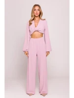 M862 Široké kalhoty - krepová růžová
