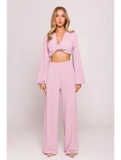 M862 Široké kalhoty - krepová růžová