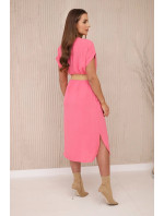 Šaty s ozdobným páskem světle růžové