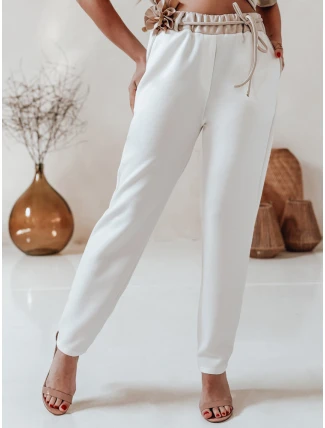 Dámské máslové kalhoty s květinami LEGISSA ecru FashionStreet UY2406