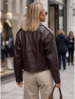 Dámská bunda ve stylu „ramones“ z ekologické kůže, hnědá, FashionStreet TY5920