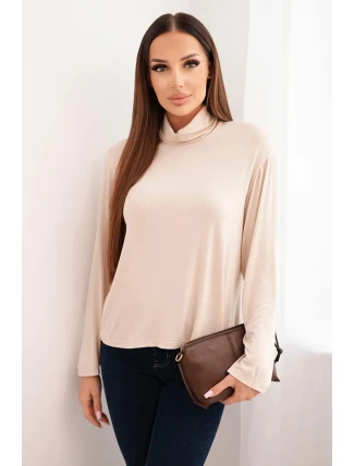 Dámská viskózová blůza s rolákem a dlouhým rukávem béžová