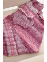 Dámský měkký a teplý vlněný šátek v barevných pruzích KN19 tmavě růžový