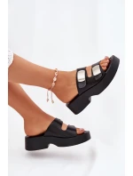 Dámské pantofle s pásky eko kůže černé Falenisse