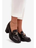 Dámské polobotky na podpatku se zlatým detailem čokoládové Privelle Dámské polobotky na podpatku se zlatým detailem čokoládové Privelle