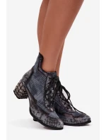 Kožené dámské kotníkové boty na podpatku Maciejka 06989-03 šedé