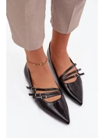 Lakované baleríny s pruhy Černé Palenna Lakované baleríny s pruhy Černé Palenna