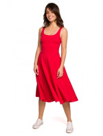 B218 Přiléhavé šaty bez rukávů - červené