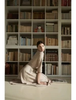 Zavinovací šaty se šálovým límcem B255 - béžové - BEwear Zavinovací šaty se šálovým límcem B255 - béžové - BEwear