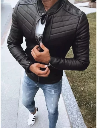 Pánská kožená bunda černá FashionStreet TX4243 Pánská kožená bunda černá FashionStreet TX4243