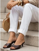 FashionStreet hnědé kožené dámské žabky ZY1389