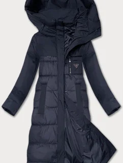 Tmavě modrá zimní bunda z různých spojených materiálů Libland (7820)