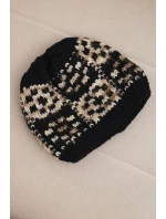 Dámská zimní čepice s barevným vláknem a silným lemem K355 černý+béžový