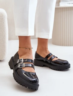 Dámské Lakované Polobotky S Pásky Černé Terione