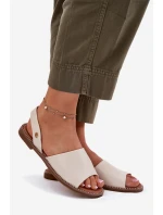 Dámské sandály na plochém podpatku eko kůže béžové Dereka Dámské sandály na plochém podpatku eko kůže béžové Dereka