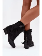 Vytápěné cowboy boty na podpatku černé Sylvette