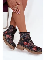 Dámské botky Artiker – černé, zateplené, se vzorem, na platformě