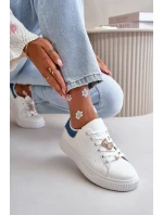 Nízké Tenisky Z Eko Kůže S Připevněnými Dekoracemi Bílá-Modrá Cillione