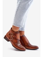 Dámské kožené boty na příčce Maciejka hnědé 04492-98