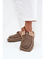 Dámské chlupaté papuče s kožíškem a výšivkou – zelené Perivelle