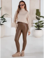 Dámské voskované legíny JEWELS světle hnědé FashionStreet UY1703